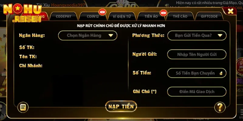 Go88 - Hướng Dẫn Nạp/Rút Tiền Nhanh Chóng Và Tiện Lợi 3 Go88 Nạp tiền bằng ngân hàng