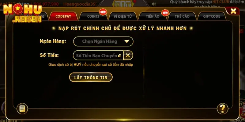Hệ thống nạp/rút tiền tối ưu tại Hitclub