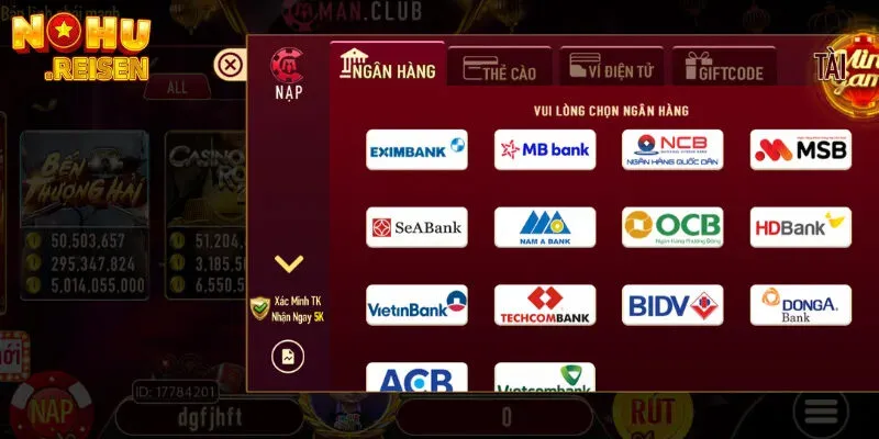 Hướng dẫn nạp tiền ManClub