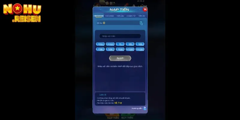 Nạp tiền qua Internet Banking