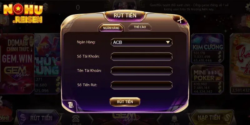 Rút tiền Gemwin qua thẻ cào