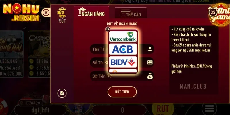 Rút tiền ManClub