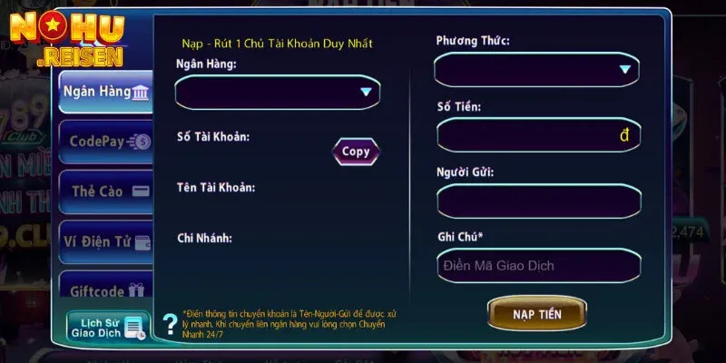 Thanh toán 789Club bằng phương thức ngân hàng